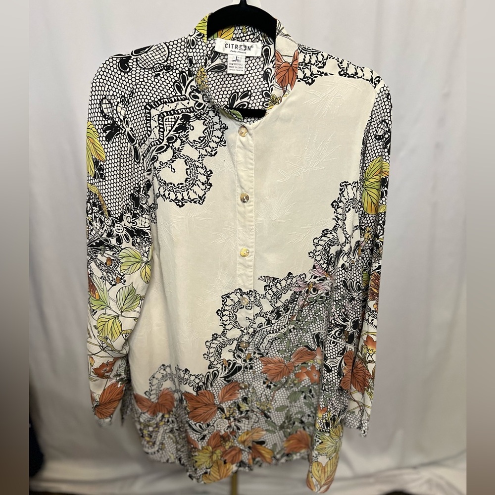 Citron 100% silk blouse button up (B5)